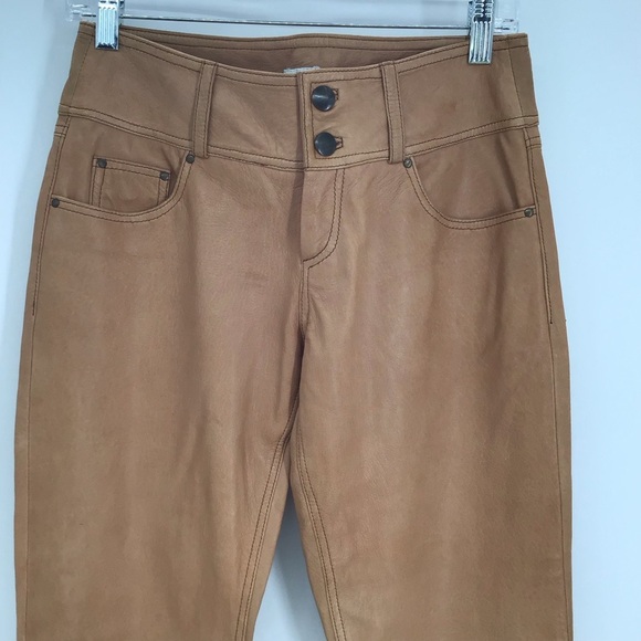 Cache Women’s Lamb Leather Boot-Cut Pants Casual Western Cowgirl Camel Size 2 - Picture 6 of 8